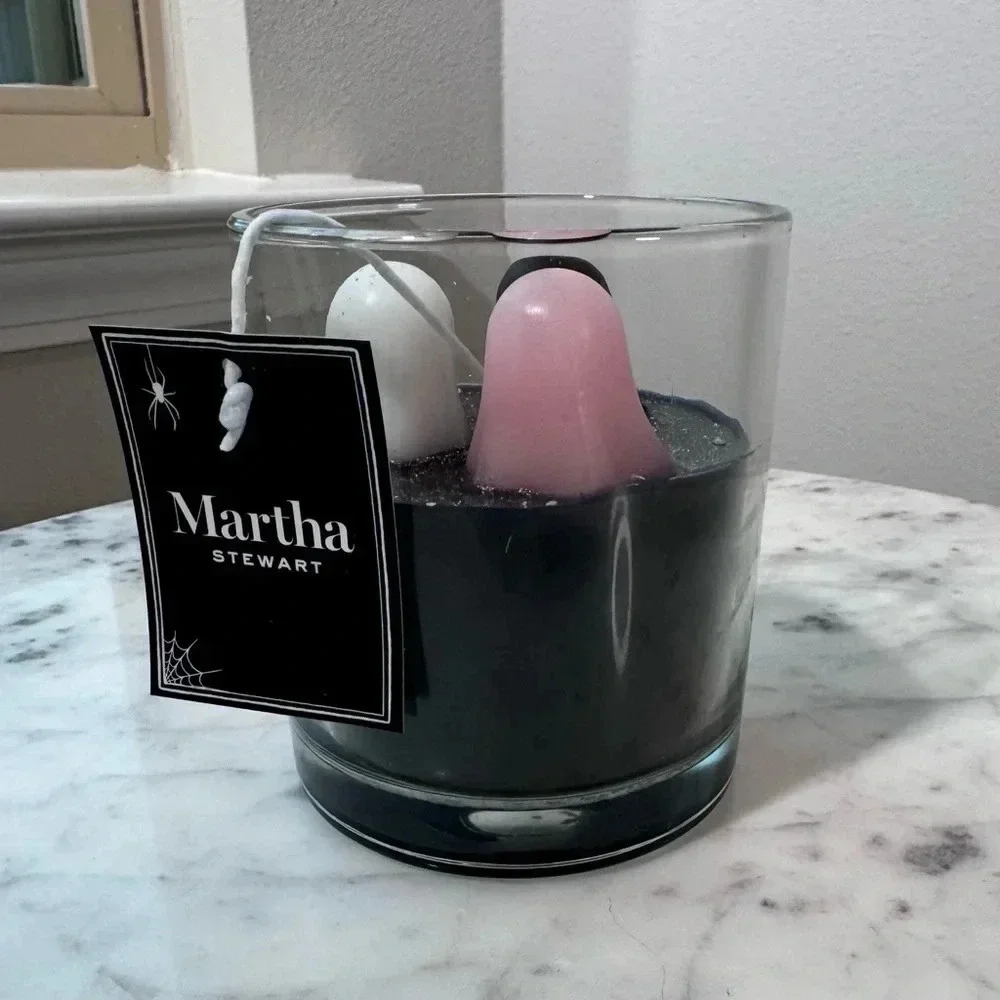 Martha Stewart Glitter Tri-Color Ghost Halloween Candle - 2024 NWT